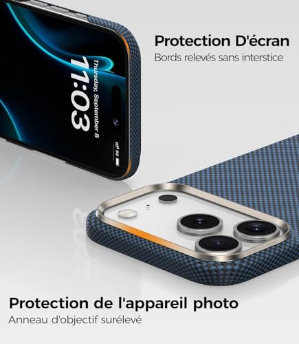 BENKS ArmorTint Coque en Dupont Kevlar 1000D pour iPhone 17 Pro Max - Bleu Étoilé, Compatible Magsafe, Housse Magnétique